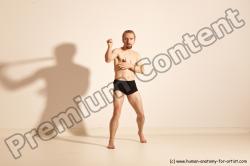 Underwear Fighting Man White Moving poses Slim Short Blond Dynamic poses Academic