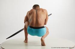 Underwear Fighting Man White Kneeling poses - ALL Muscular Short Brown Kneeling poses - on both knees Standard Photoshoot Academic Fighting poses - ALL