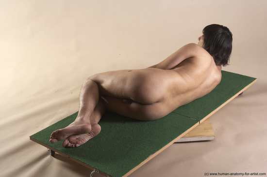 Nude Man White Laying poses - ALL Slim Medium Brown Laying poses - on side Realistic