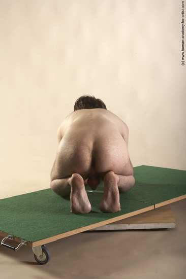 Nude Man White Kneeling poses - ALL Slim Short Brown Kneeling poses - on both knees Realistic