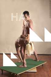 Nude Woman - Man White Standing poses - ALL Muscular Short Brown Standing poses - simple Realistic