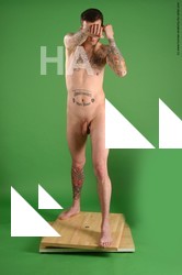 Nude Martial art Man White Standing poses - ALL Slim Short Brown Standing poses - simple Realistic