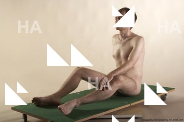 Nude Man White Sitting poses - simple Slim Short Brown Sitting poses - ALL Realistic