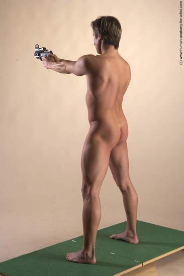 Nude Fighting with gun Man White Standing poses - ALL Athletic Short Brown Standing poses - simple Realistic