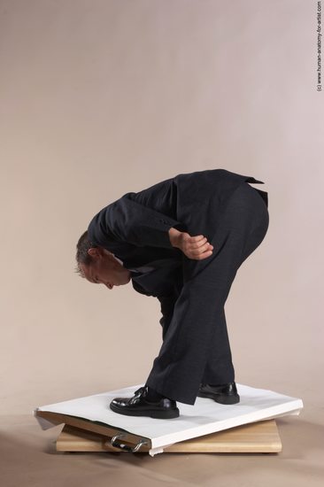 Business Man White Moving poses Slim Short Brown Academic