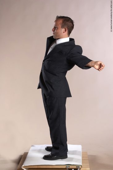 Business Man White Moving poses Slim Short Brown Academic