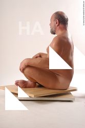 Nude Man White Sitting poses - simple Chubby Bald Grey Sitting poses - ALL Realistic