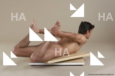 Nude Man White Laying poses - ALL Slim Short Brown Laying poses - on stomach Realistic