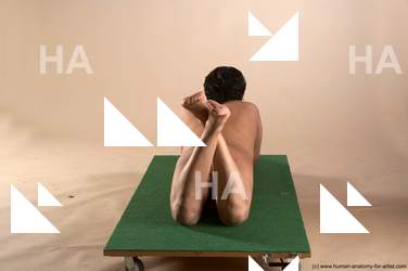 Nude Man White Laying poses - ALL Chubby Short Laying poses - on back Black Realistic