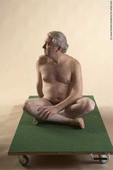 Nude Man White Sitting poses - simple Average Bald Grey Sitting poses - ALL Realistic
