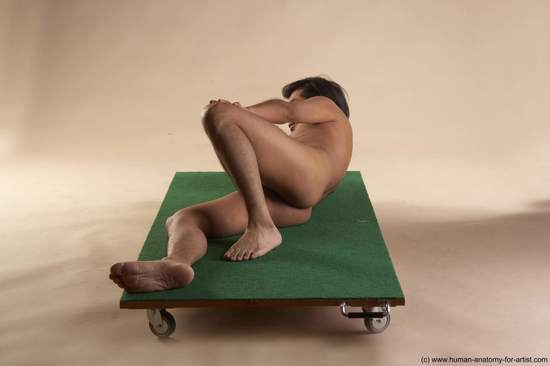 Nude Man Another Laying poses - ALL Slim Medium Laying poses - on side Black Realistic