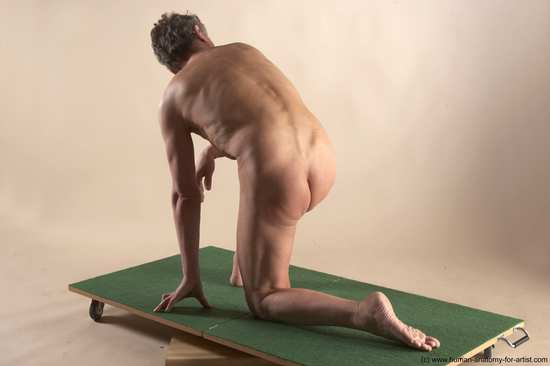 Nude Man White Kneeling poses - ALL Slim Short Grey Kneeling poses - on one knee Realistic