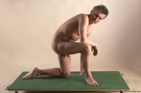 Nude Man White Kneeling poses - ALL Slim Short Grey Kneeling poses - on one knee Realistic