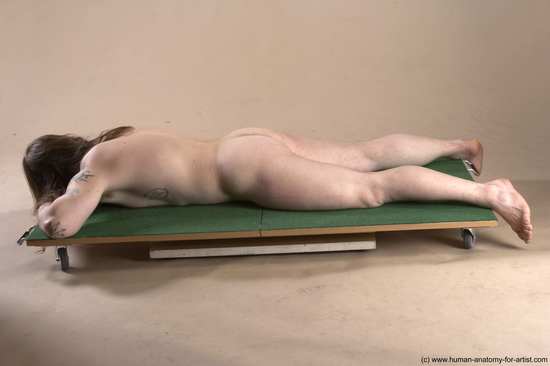 Nude Man White Laying poses - ALL Average Long Brown Laying poses - on stomach Realistic