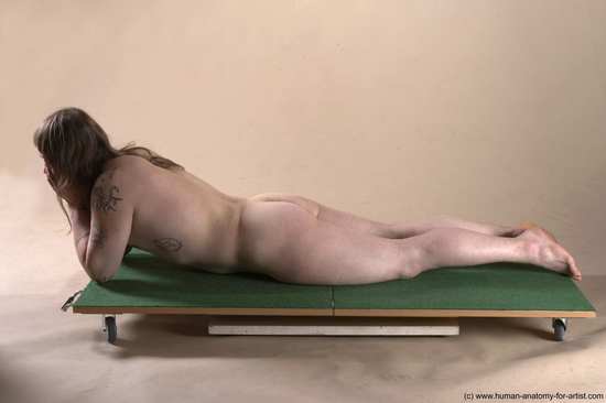 Nude Man White Laying poses - ALL Average Long Brown Laying poses - on stomach Realistic