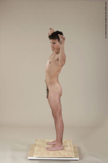 Nude Man White Moving poses Slim Short Black Realistic