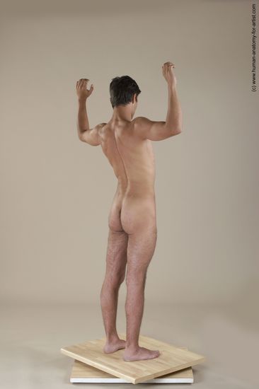 Nude Man White Moving poses Slim Short Black Realistic