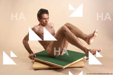 Nude Man White Sitting poses - simple Underweight Short Brown Sitting poses - ALL Realistic