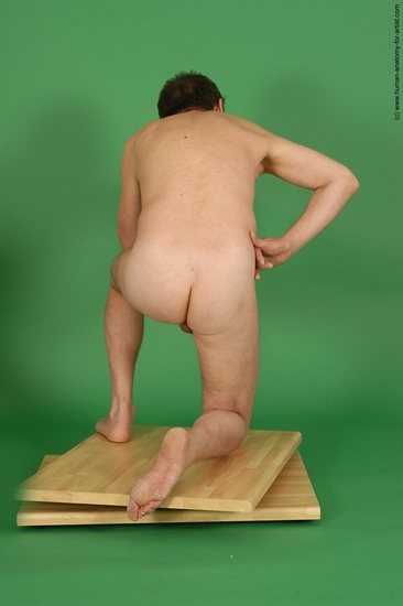 Nude Man White Kneeling poses - ALL Slim Short Brown Kneeling poses - on both knees Realistic