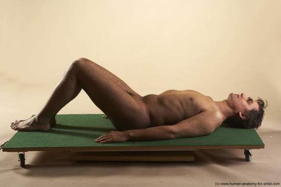 Nude Man White Kneeling poses - ALL Average Short Brown Kneeling poses - on both knees Realistic