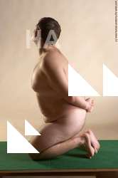 Nude Man White Kneeling poses - ALL Slim Short Brown Kneeling poses - on both knees Realistic