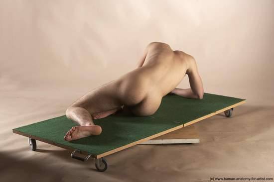 Nude Man White Laying poses - ALL Slim Short Blond Laying poses - on stomach Realistic