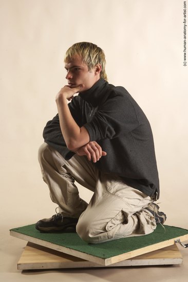 Casual Man White Laying poses - ALL Slim Short Blond Academic