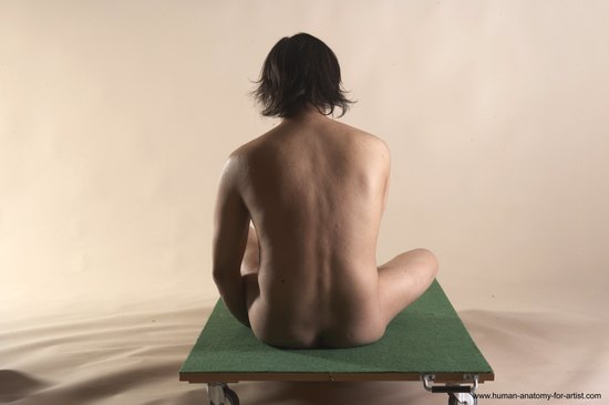 Nude Man White Sitting poses - simple Slim Medium Brown Sitting poses - ALL Realistic