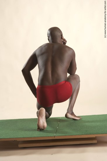 Underwear Man Black Kneeling poses - ALL Average Bald Kneeling poses - on one knee Academic