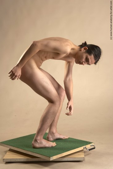 Nude Man Another Standing poses - ALL Slim Long Brown Standing poses - bend over Realistic