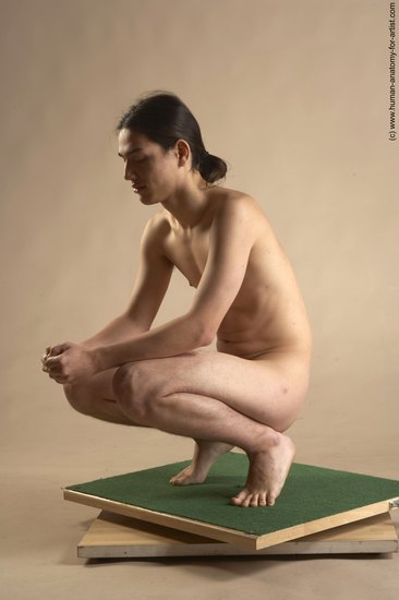 Nude Man Another Standing poses - ALL Slim Long Brown Standing poses - knee-bend Realistic