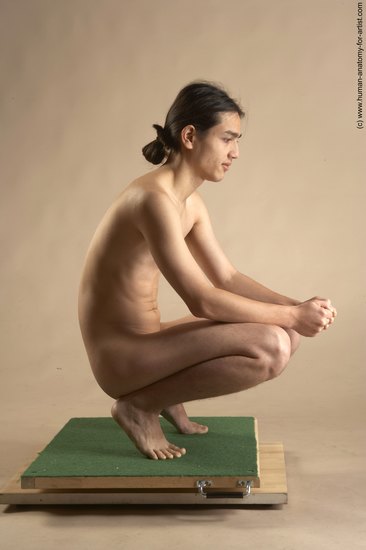 Nude Man Another Standing poses - ALL Slim Long Brown Standing poses - knee-bend Realistic