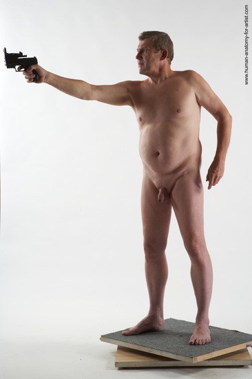 Nude Fighting with gun Man White Standing poses - ALL Average Short Grey Standing poses - simple Realistic