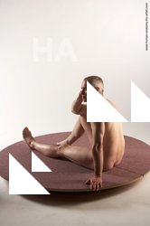 Nude Man White Sitting poses - simple Slim Short Grey Sitting poses - ALL Realistic