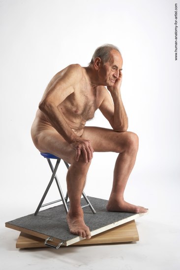 and more Nude Man White Sitting poses - simple Slim Short Brown Sitting poses - ALL Realistic