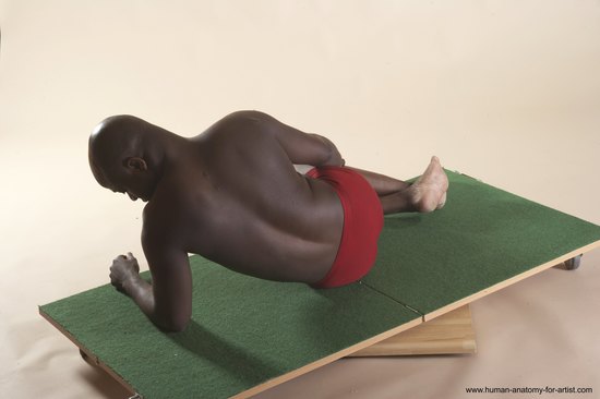 Underwear Man Black Laying poses - ALL Average Bald Laying poses - on back Academic