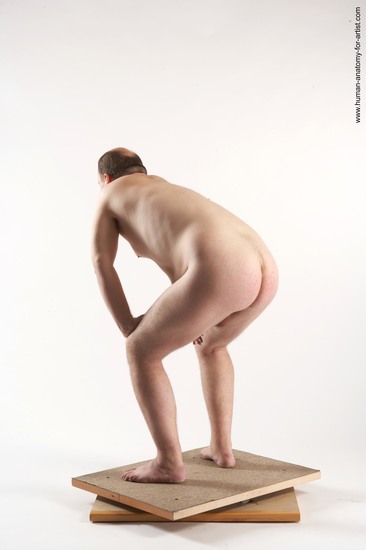 Nude Man White Standing poses - ALL Overweight Bald Brown Standing poses - simple Realistic