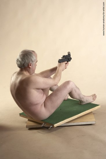 Nude Fighting with gun Man White Sitting poses - simple Average Bald Grey Sitting poses - ALL Realistic