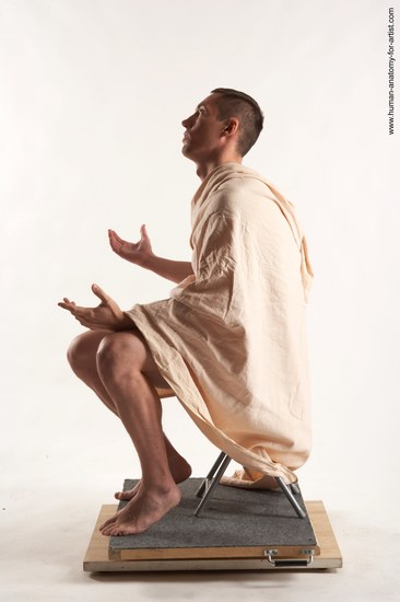 Drape Man White Kneeling poses - ALL Average Short Brown Kneeling poses - on one knee Academic