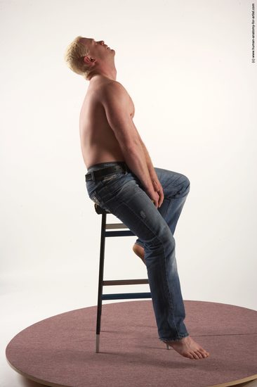 Man White Sitting poses - simple Slim Short Blond Sitting poses - ALL Academic