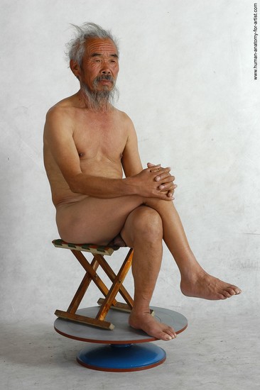 and more Nude Man Asian Sitting poses - simple Slim Short Grey Sitting poses - ALL Realistic