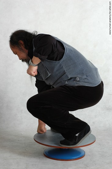 and more Casual Man Asian Standing poses - ALL Chubby Bald Standing poses - knee-bend Black Academic