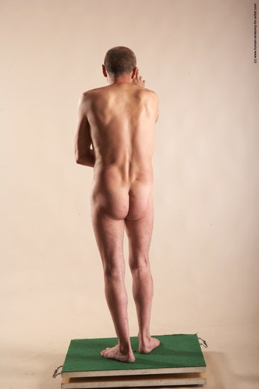 Nude Man White Standing poses - ALL Slim Bald Standing poses - simple Realistic