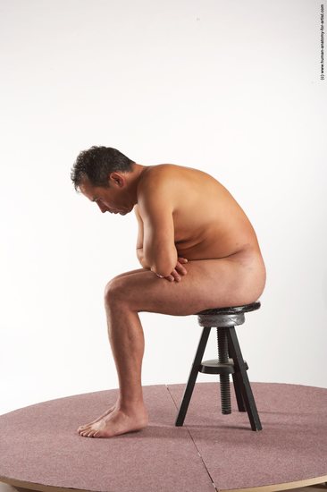 Nude Man White Sitting poses - simple Average Short Brown Sitting poses - ALL Realistic