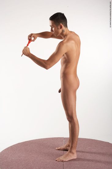 Nude Daily activities Man White Standing poses - ALL Slim Short Brown Standing poses - simple Realistic