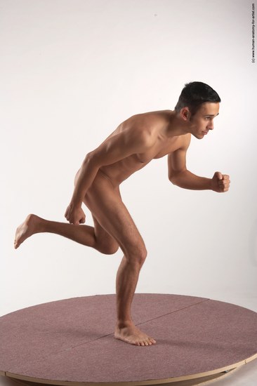 Nude Man White Moving poses Slim Short Brown Realistic