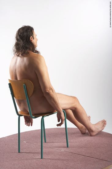 Nude Man Another Sitting poses - simple Chubby Long Grey Sitting poses - ALL Realistic