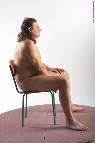 Nude Man Another Sitting poses - simple Chubby Long Grey Sitting poses - ALL Realistic