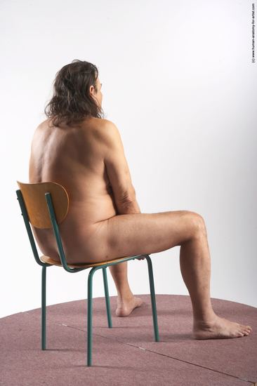 Nude Man Another Sitting poses - simple Chubby Long Grey Sitting poses - ALL Realistic