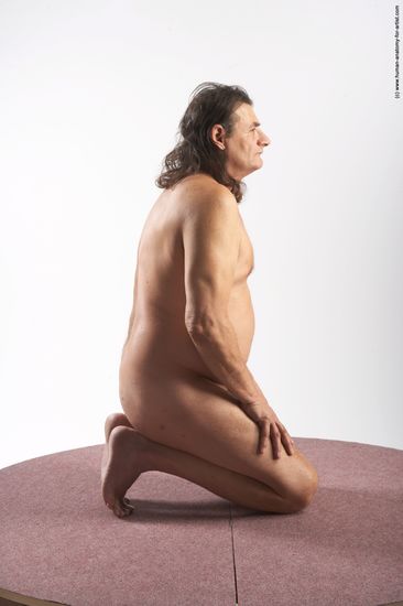 Nude Man Another Chubby Long Grey Sitting poses - ALL Sitting poses - on knees Realistic